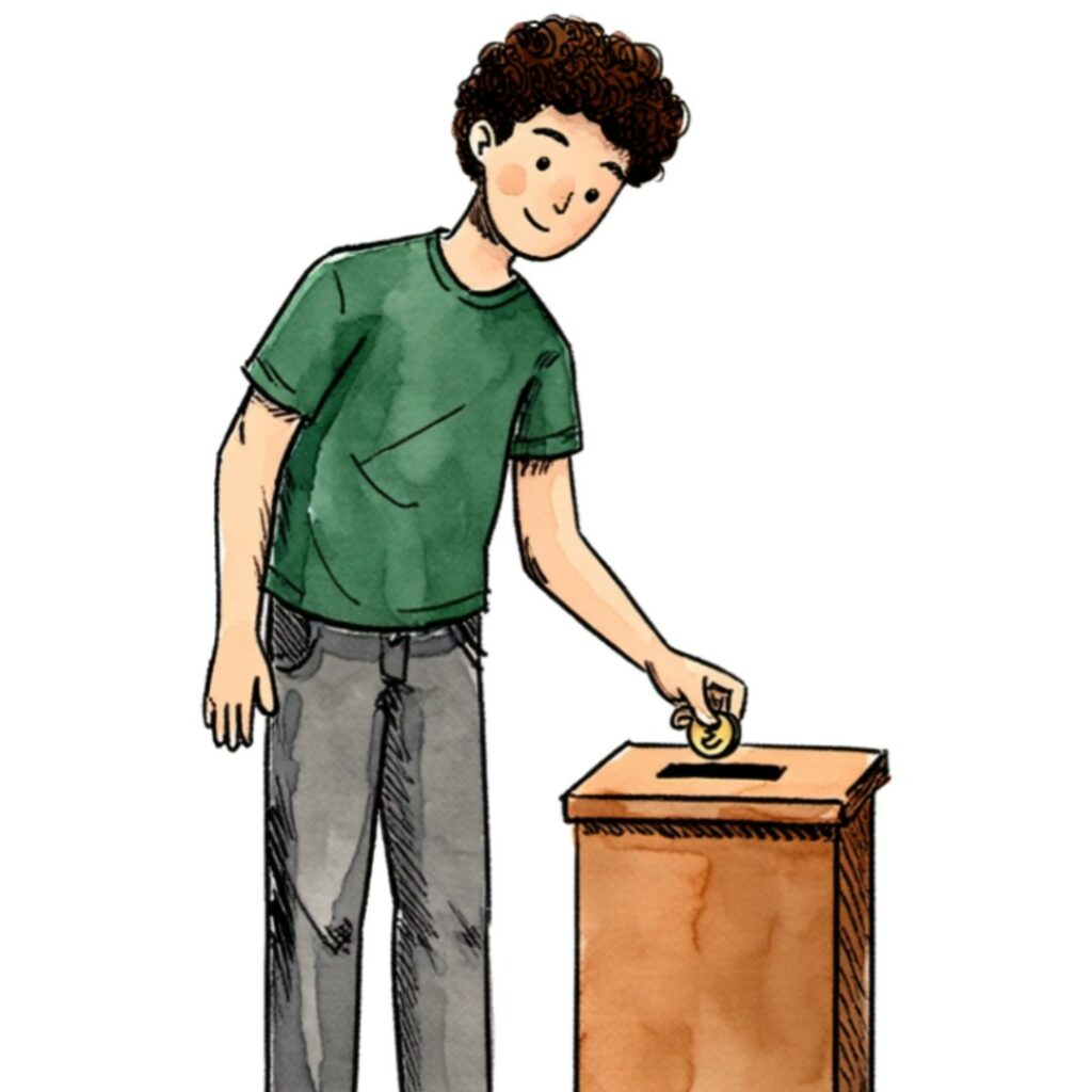 Illustration of a person making a donation