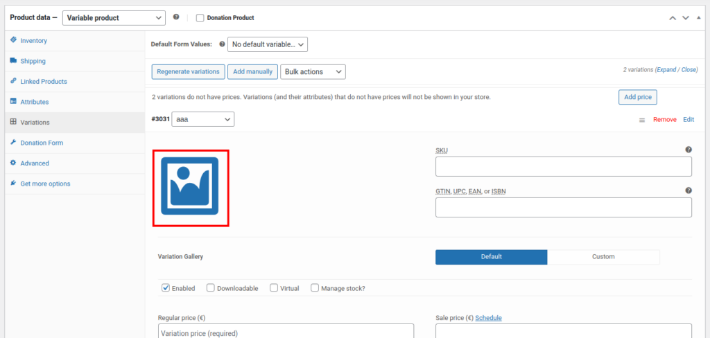 Click the placeholder to upload or select an image from the Media Library.