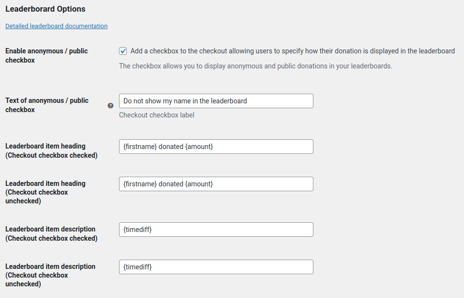 Leaderboard Settings