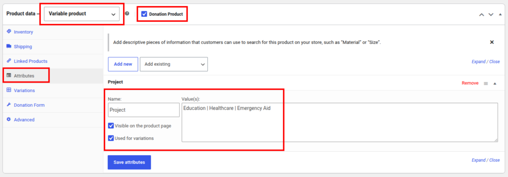 Create WooCommerce variable product